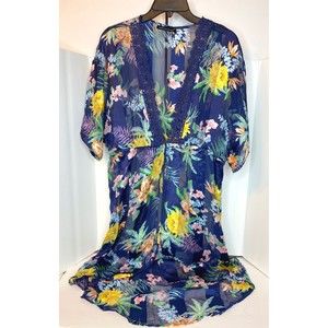 Club Z Collection, Floral Lace Trimmed Semi Kimono Coverup , Size Small